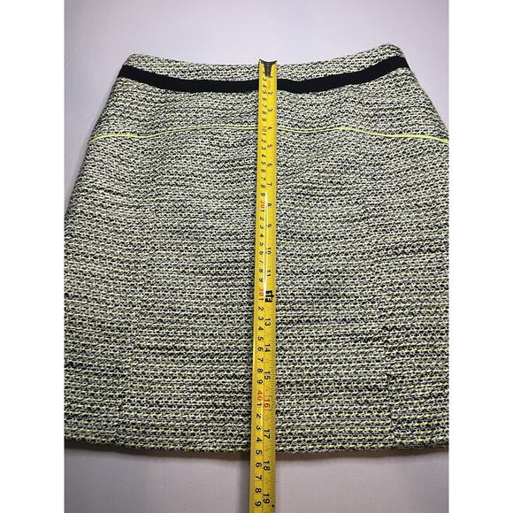 Halogen Women’s Lime Green And Black Tweed Skirt With Black Accents Size 4 - Picture 4 of 6